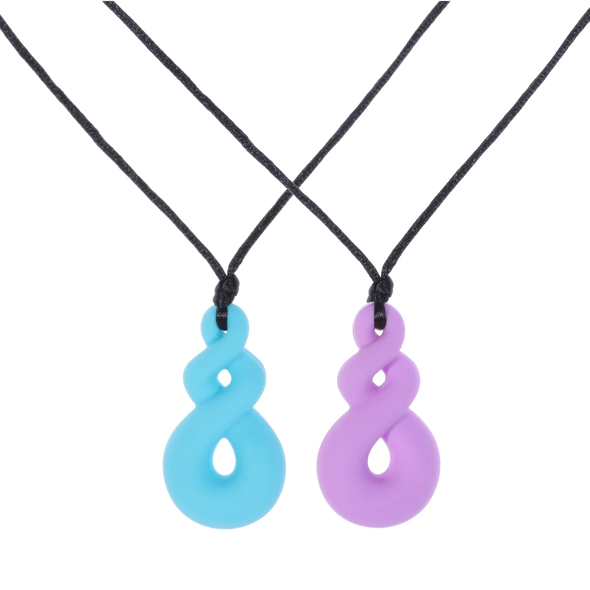 ROSENICE 2Pcs Chewing Necklace Calming Chew Necklace for Autism ADHD Oral Motor Chewing Biting Teething Needs (Light Blue and Pu