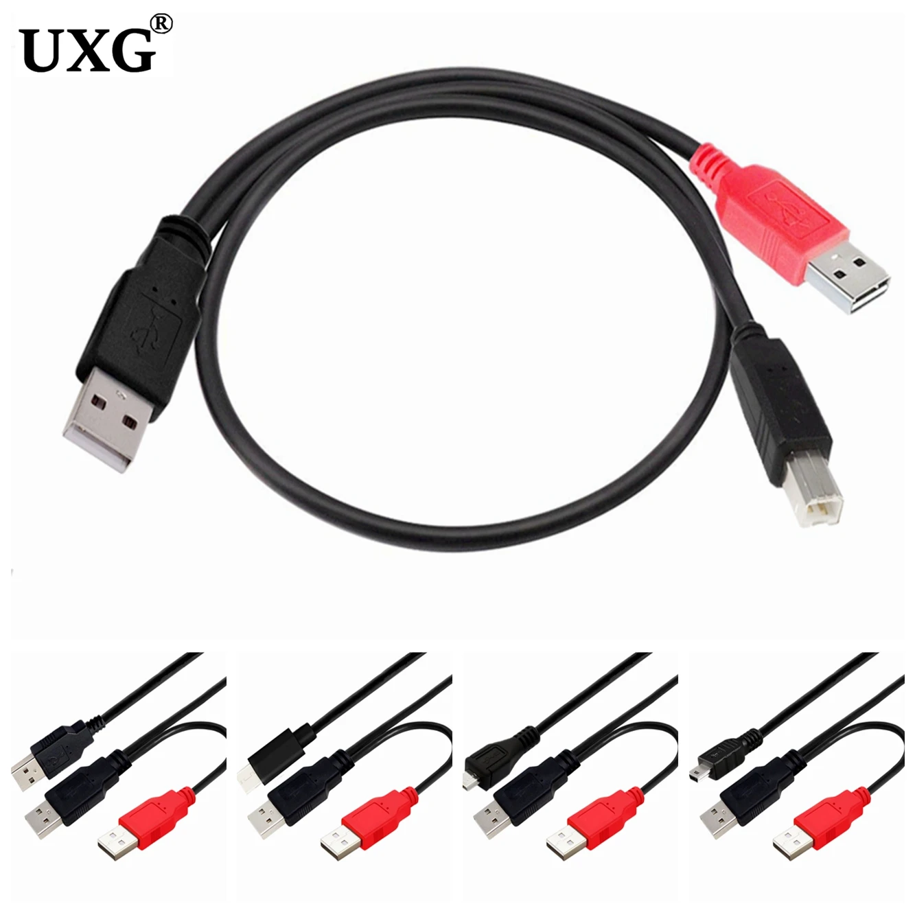 For Mobile Hard Disk Printer Y-type Data  Cord Double Head USB-B USB 2.0 Micro Mini 5pin Type-c External USB Power Supply Cable