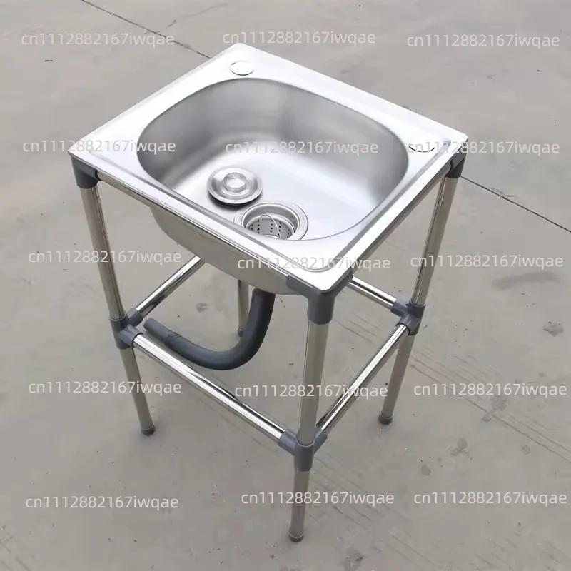 Simple Wash Basin Table Integrated Stainless Steel Face Wash Basin Shelf Bathroom  Movable Sink