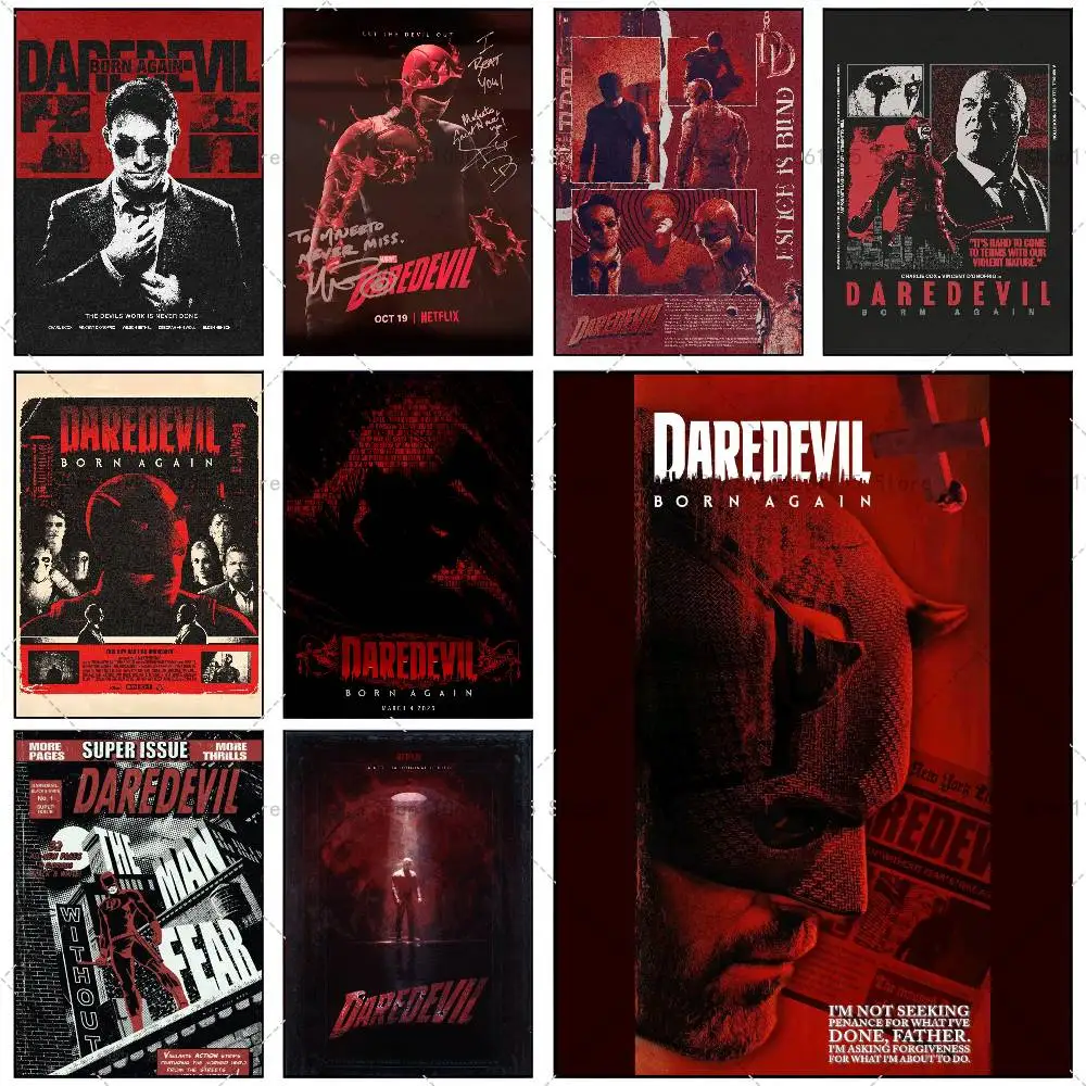 Movie D-DaredevilS Poster Self-adhesive Art Waterproof Paper Sticker Coffee House Bar Room Wall Decor