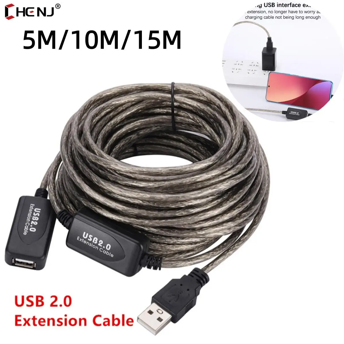 5M/10M/15M USB 2.0 Extension Cable Usb 2.0 Extender USB Repeater Extension Cord With Booster USB Male To Female