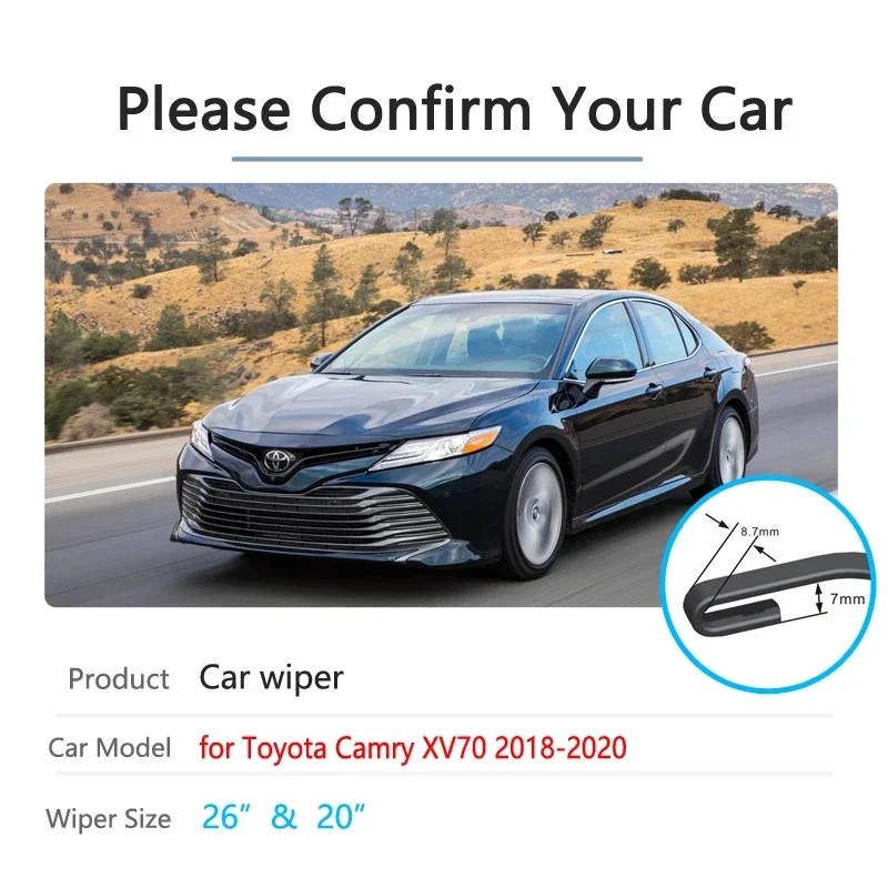 For Toyota Camry 70 XV70 2018 2019 2020 Front Windscreen Windshield Wipers Car Accessories Brushes Washer 2pcs Car Wiper Blades