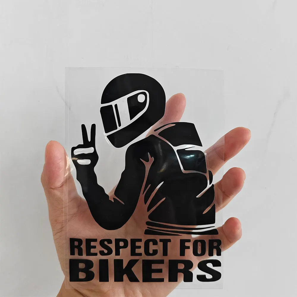 Respect For Bikers 3D Motorcycle Vinyl Sticker Decorative Reflective Car Interior Rear Windshield Auto Mirror Window Body Decals