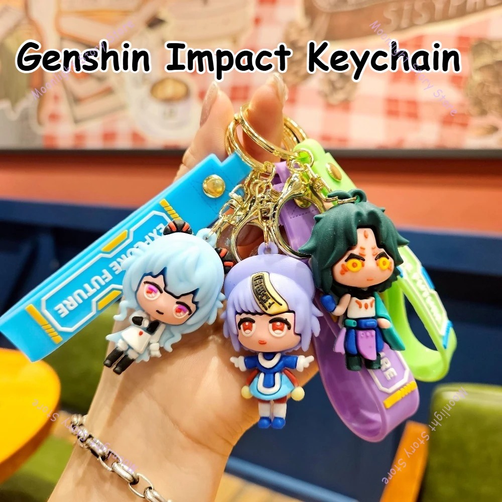 Genshin Impact Chibi брелок с рисунком Zhongli Tartaglia кулон подарок для фаната Коллекционные модные украшения декоративный рюкзак ключ