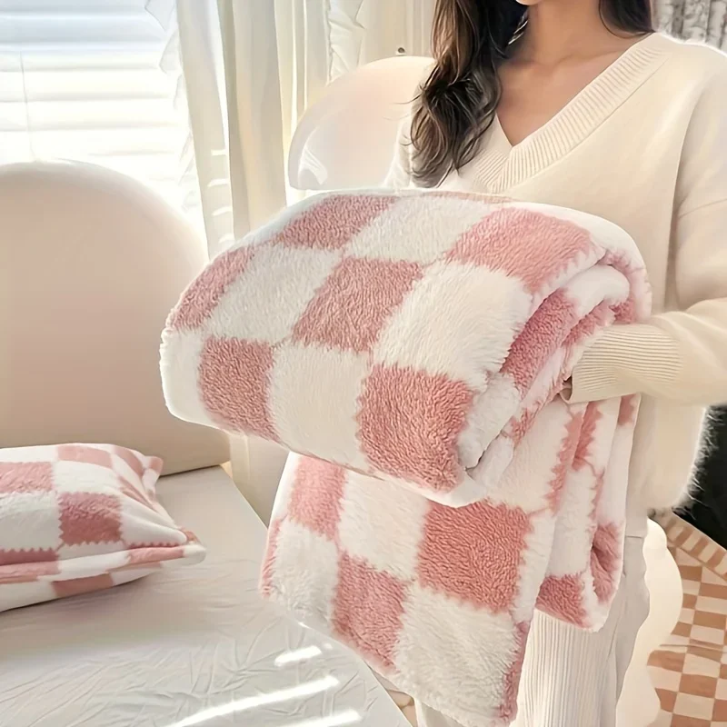 Traditional Style Plaid Blanket Flannel Home Blanket Sheets Plush Double Sided Summer Air Conditioning Throw Blanket