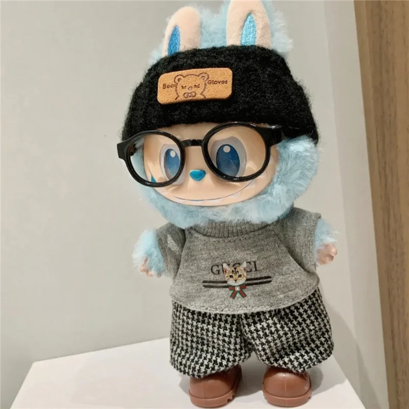 15 17cm For Labubu Doll Checkered Trousers Pattern Outfit Clothes Bowknot Hair Accessory Luxury Skirt Dress Clothing Accessories