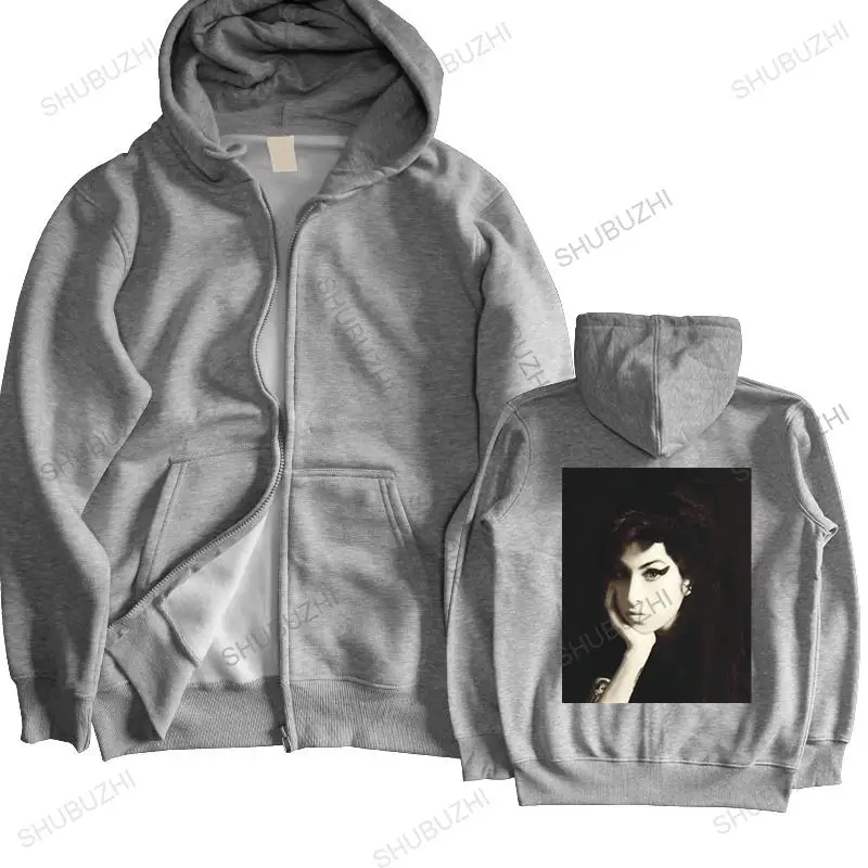 

unisex Outwear men hoodies Amy Winehouse Black Portrait Pic Image zipper Official Soft man brand zipper autumn hoody