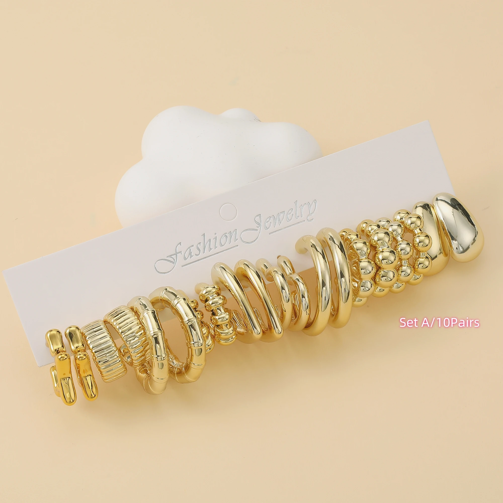 10-40 زوجًا من الأقراط البلاستيكية المطلية بالرش الذهبي العصري، أقراط هندسية بسيطة للارتداء طوال اليوم للسيدات #3