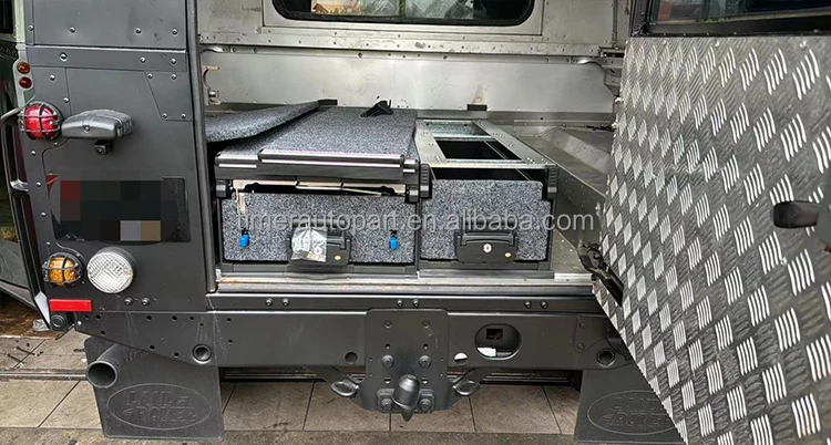 4X4 SUV Car Offroad Camping Gas Cooker Interior Kits Outdoor Built-in Rear Drawer Storage Box Kitchen For Defender 110 1997-2020