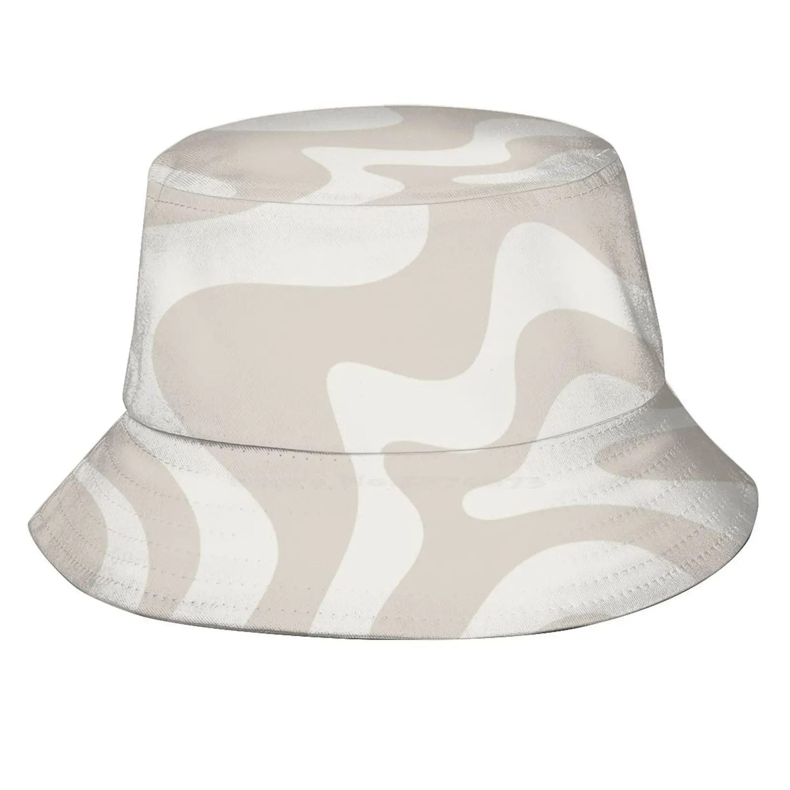 Liquid Swirl Contemporary Abstract Pattern In Mushroom Cream Sun Cap Fisherman Hat Bucket Hats Abstract Pattern Modern Retro