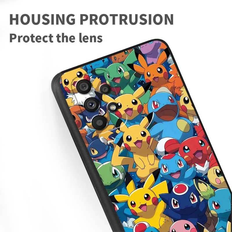 P-Poke M-Mons كارتون لسامسونج A41 A35 A34 A33 A32 A25 A24 A23 A21s A06 A05 A04 A03 نوت 10 20 الترا 5G غطاء أسود