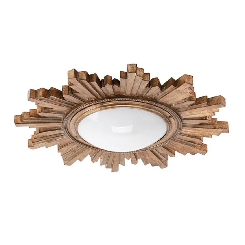 American style retro rural solid wood sunflower ceiling lamp Home stay villa decoration bedroom dining room ceiling lamp