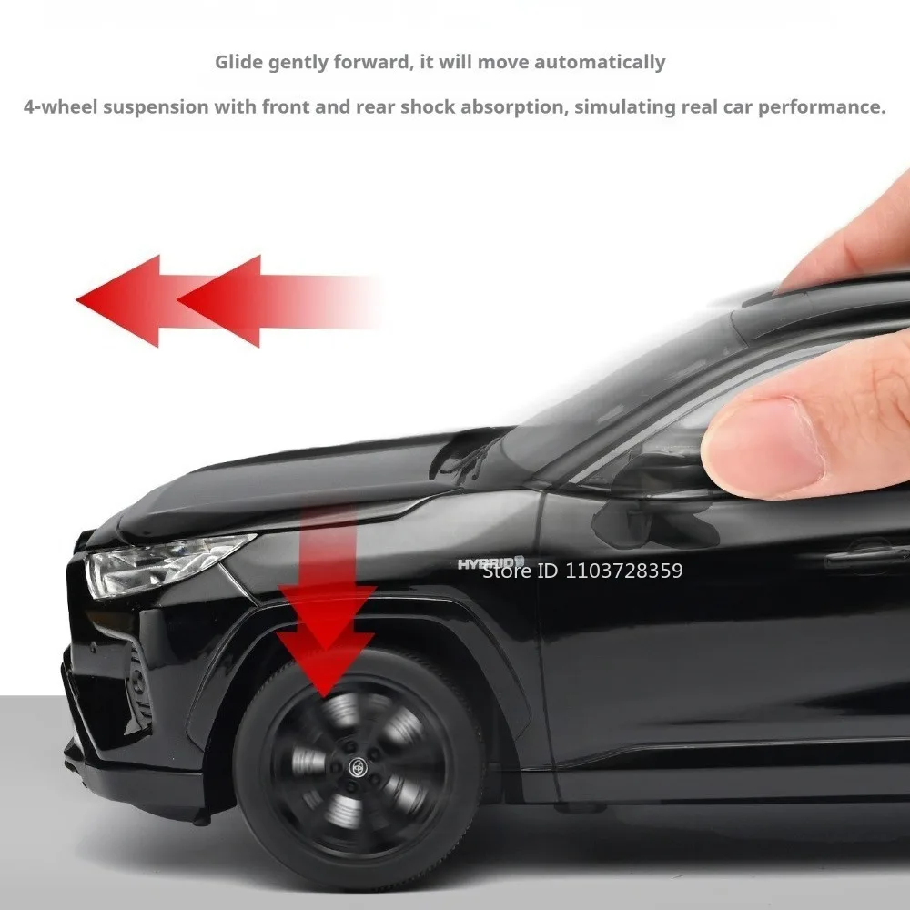 1:18 RAV4 530LI Toy Car Models Alloy Diecast Doors Opened Shock Absorption Rubber Tires Slide Forward Miniature Vehicle Models