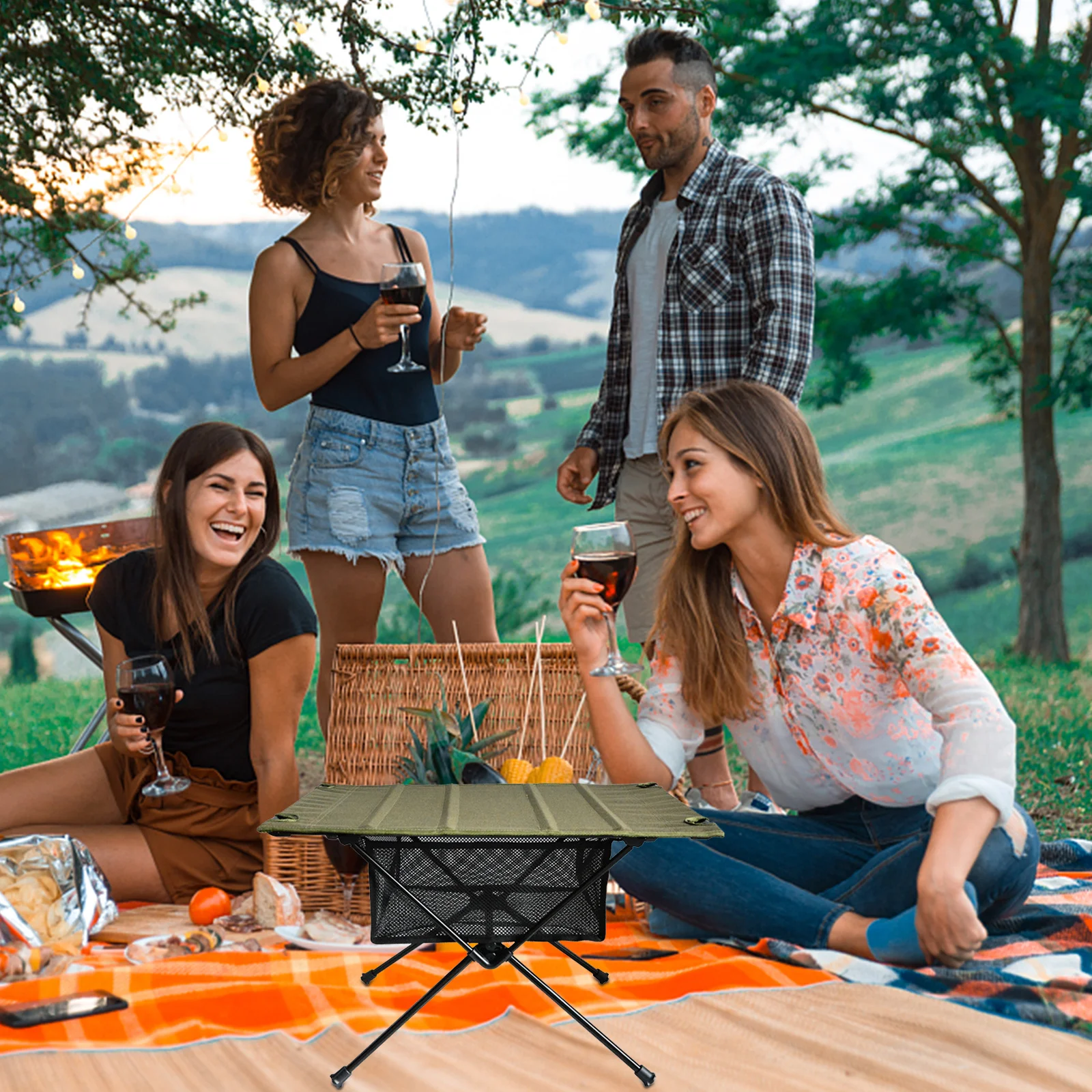 

Mesh Storage Bag for Folding Table Outdoor Camping Sundries Organizer Lightweight Hanging Netting Pouch Desk Accessories