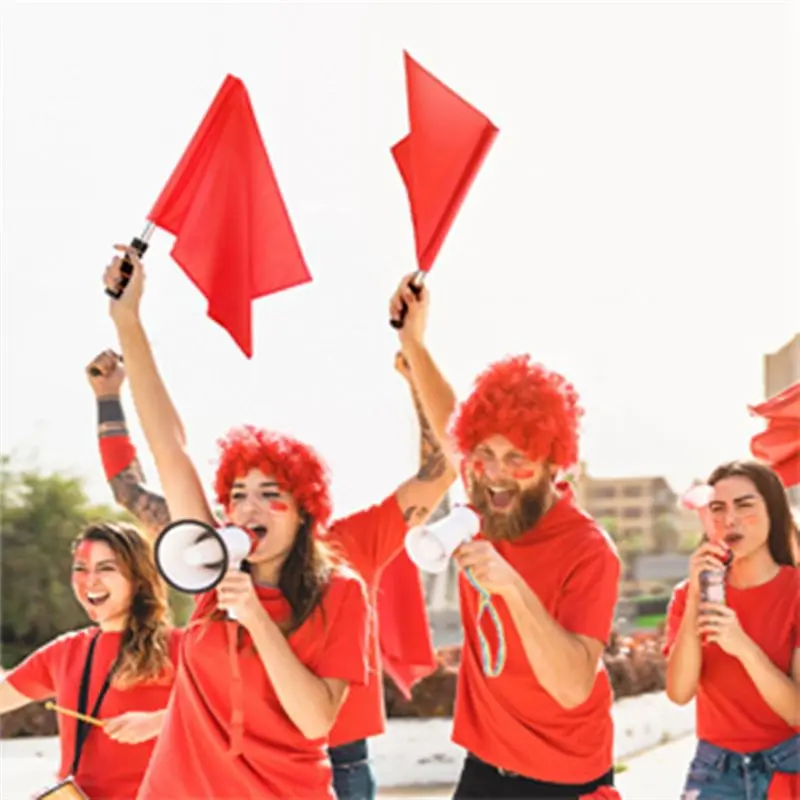 A69P-Sports Referee Flag 4 Pieces Track And Field Event Referee Flag Football Goal Flag Flag Bearer Flag Sponge Handle