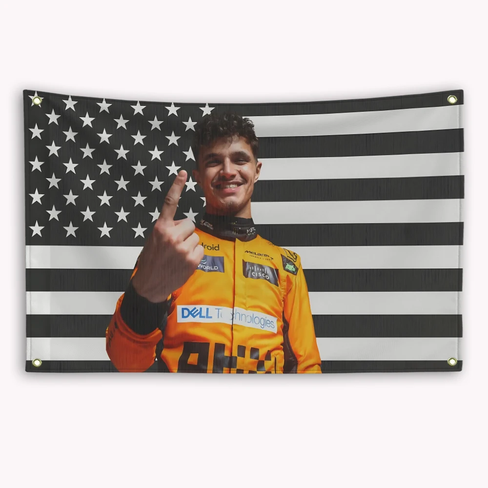 Lando Norris American Flag Racing Tapestry Outdoor Decorations Advertising Decorative Home Objects Flaga Barber Shop Funny Flags