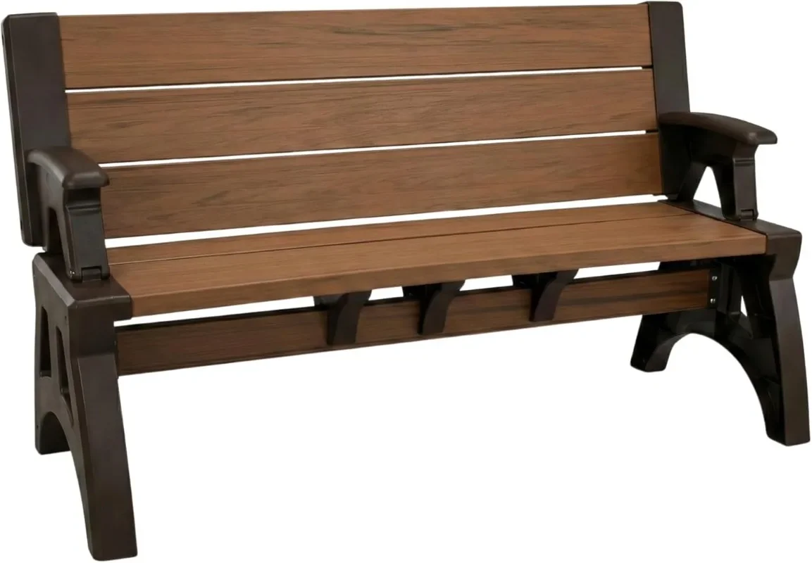 Convert-a-Bench 2-in-1 Outdoor Bench & Picnic Table - Foldable, Weather-Resistant Seating - Perfect for Patio, Lawn, Garden