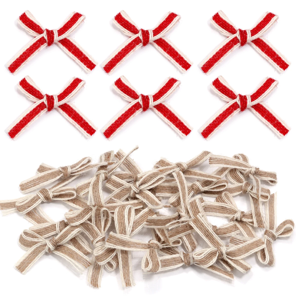 

10/20Pcs Cotton White Edge Hemp Ribbon Bow Tie Clothing Accessories Craft Ornament Handwork DIY Bow Party Decoration Supplies