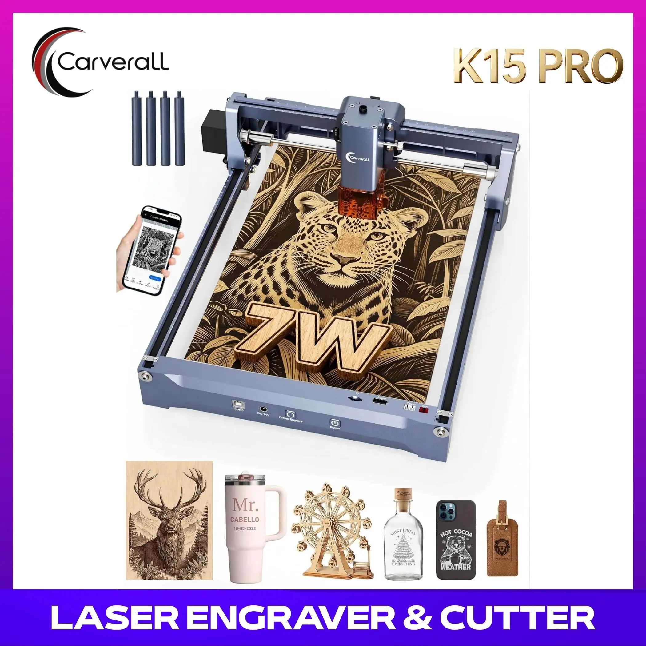 Leatherwork Machine - K15 Pro 7W 앱 제어 레이저