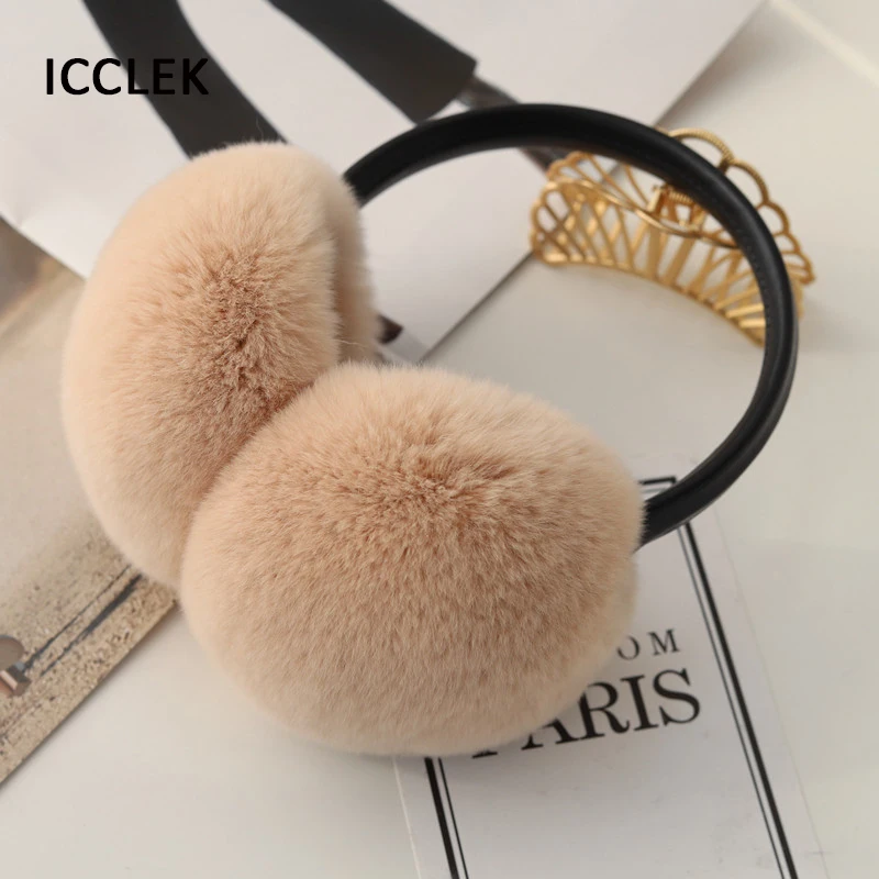 

Winter Warm Ear Muffs Rex Rabbit Fur Fluffy Earmuffs Women Plush Earmuffs Winter Outdoor Ear Warmers Earflap Girls Ear Covers