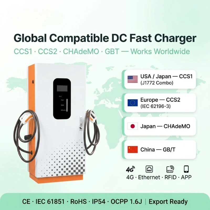 Customized 60KW 120KW 160KW Universal DC EV Charger Double CCS1 CCS2 CHADEMO GBT OCPP 1.6J 4G RFID IP54 Floor EV Charging Statio