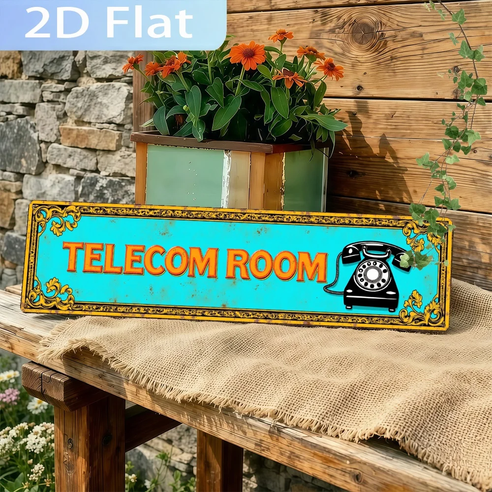 2D-Flachbild-Horrorfilm „Telekommunikationsraum mit Vintage-Telefon.“ Aluminium-Schild - Vintage-Wanddekoration für Männerhöhle, Schlafzimmer, Bar