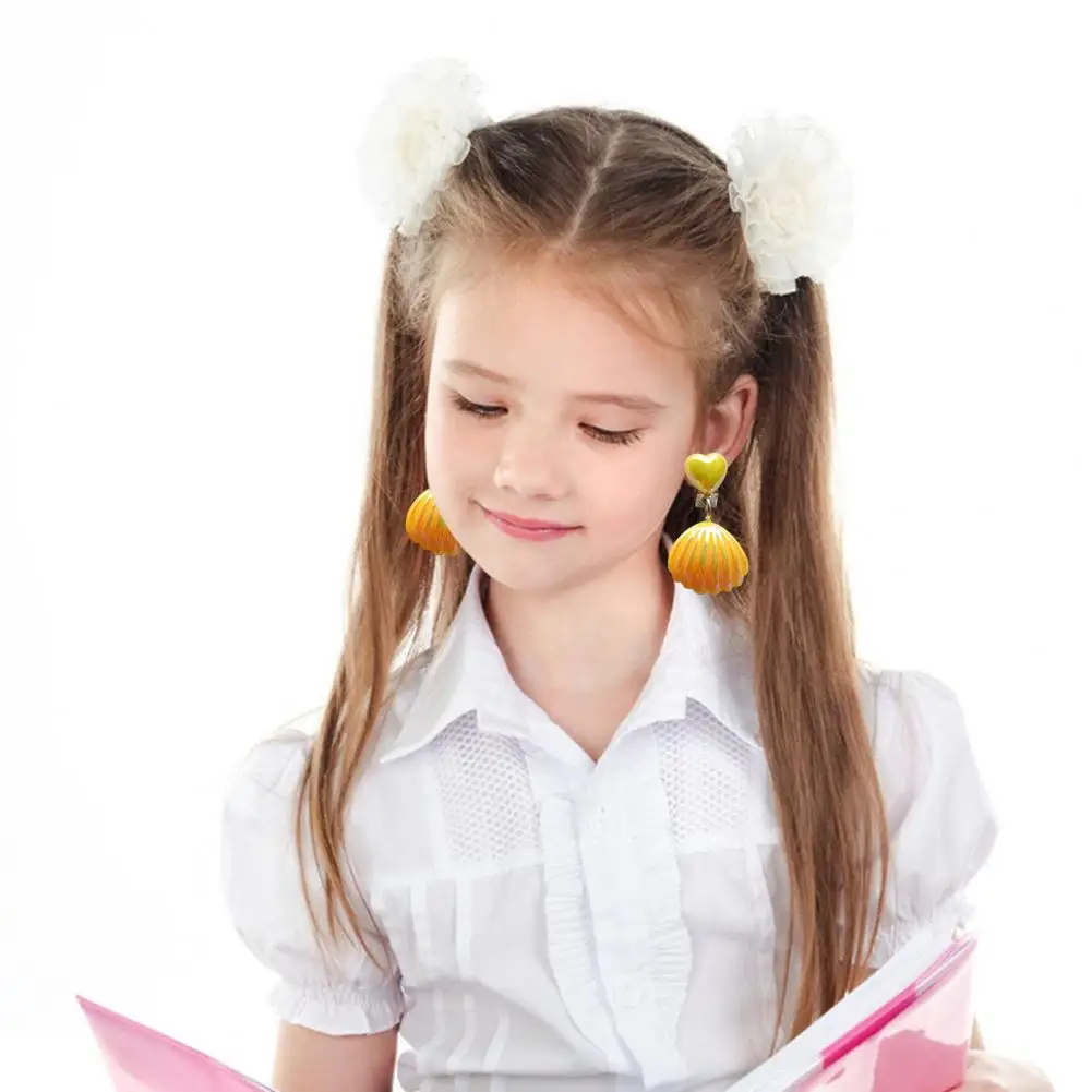 Children's Ear Clips Pretty Seashell Ear Decorations For Girls Stand Out With Shiny Princess Design Kids' Seashell Ear Clip
