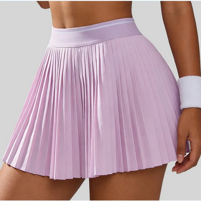 Women's PleatedTennis Short Skirt Casual Sports Pleated Skirt Privacy Protection Elastic Quick Drying Golf Tennis Skirt