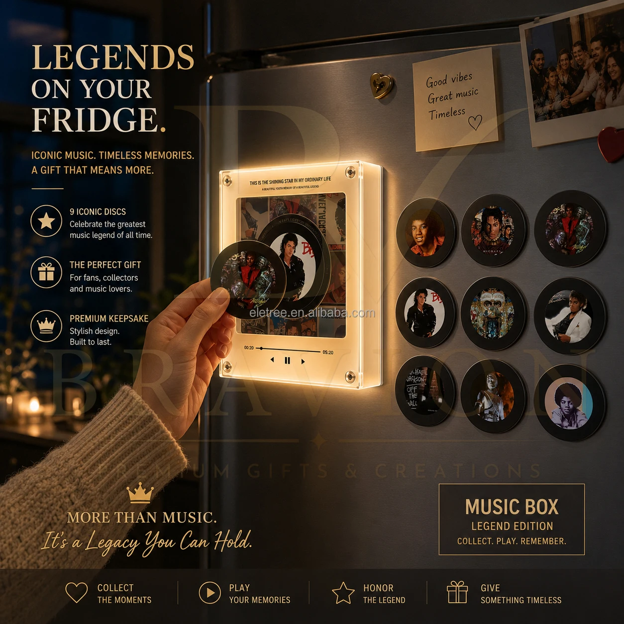 DIY Michael Jackson NFC Rotating Vinyl Record Player Refrigerator Magnet Set Acrylic Frame Lecteur Vinyl Nfc Music Player