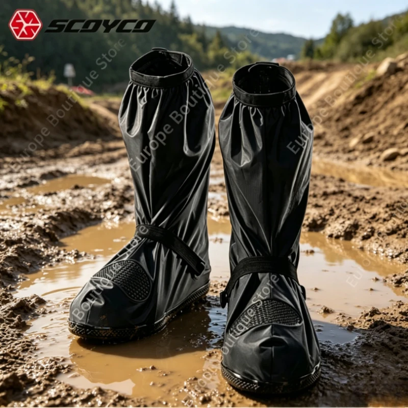 

2026 NEW SCOYCO Waterproof Motorcycle Rain Shoe Cover Anti Slip Thickened Overboots Outdoor Riding Gear Unisex