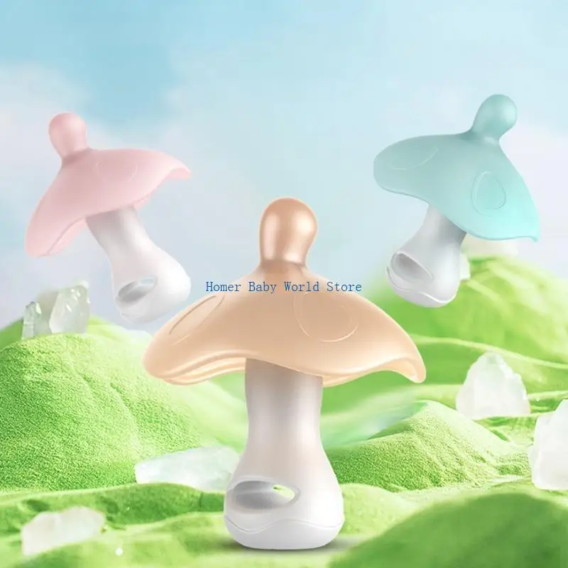 B2QD อัพเกรดซิลิโคนเด็กทารกที่อ่อนนุ่มและยืดหยุ่นทารกแรกเกิดของเล่นของเล่นเด็กหมากฝรั่งมิชชั่นซิลิโคนเห็ดรูปร่างฟัน