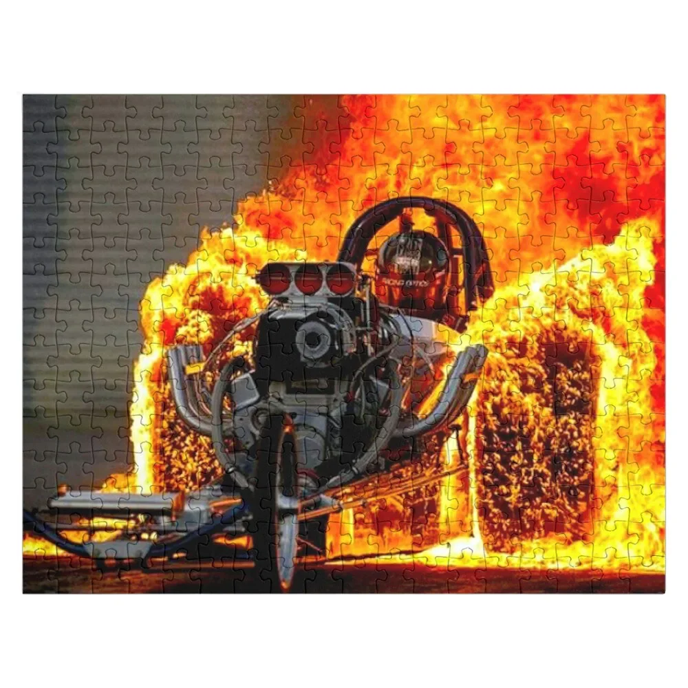 

DRAG RACE; Vintage Automobile Burn-Out Print Jigsaw Puzzle Personalized Gift Married Custom Name Child Toy Puzzle