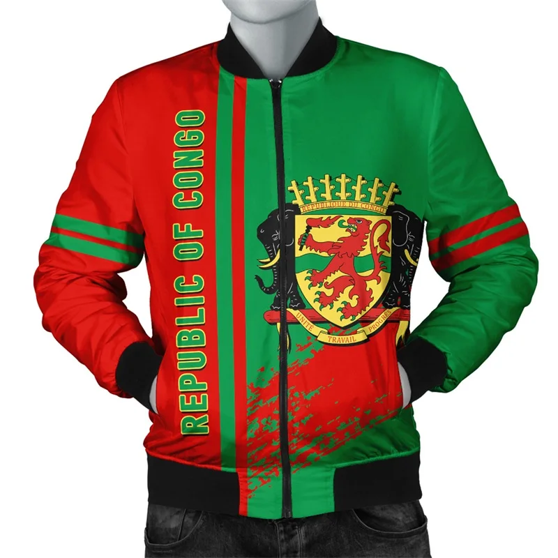 Frica Country Republic Of The Congo Flag Graphic Zipper Jackets Coat  For Men Casual Plus Size Sportswear Mens Tracksuit Clothes