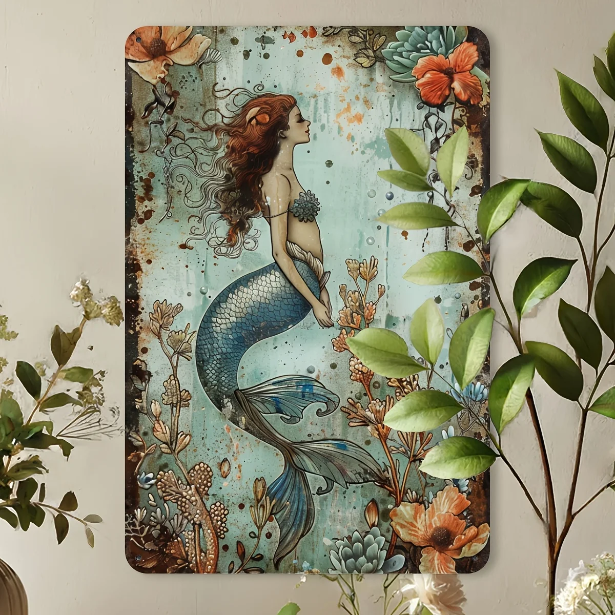 Una placa de metal de sirena retro, adecuada para el hogar, la oficina, el bar y el cafetería.