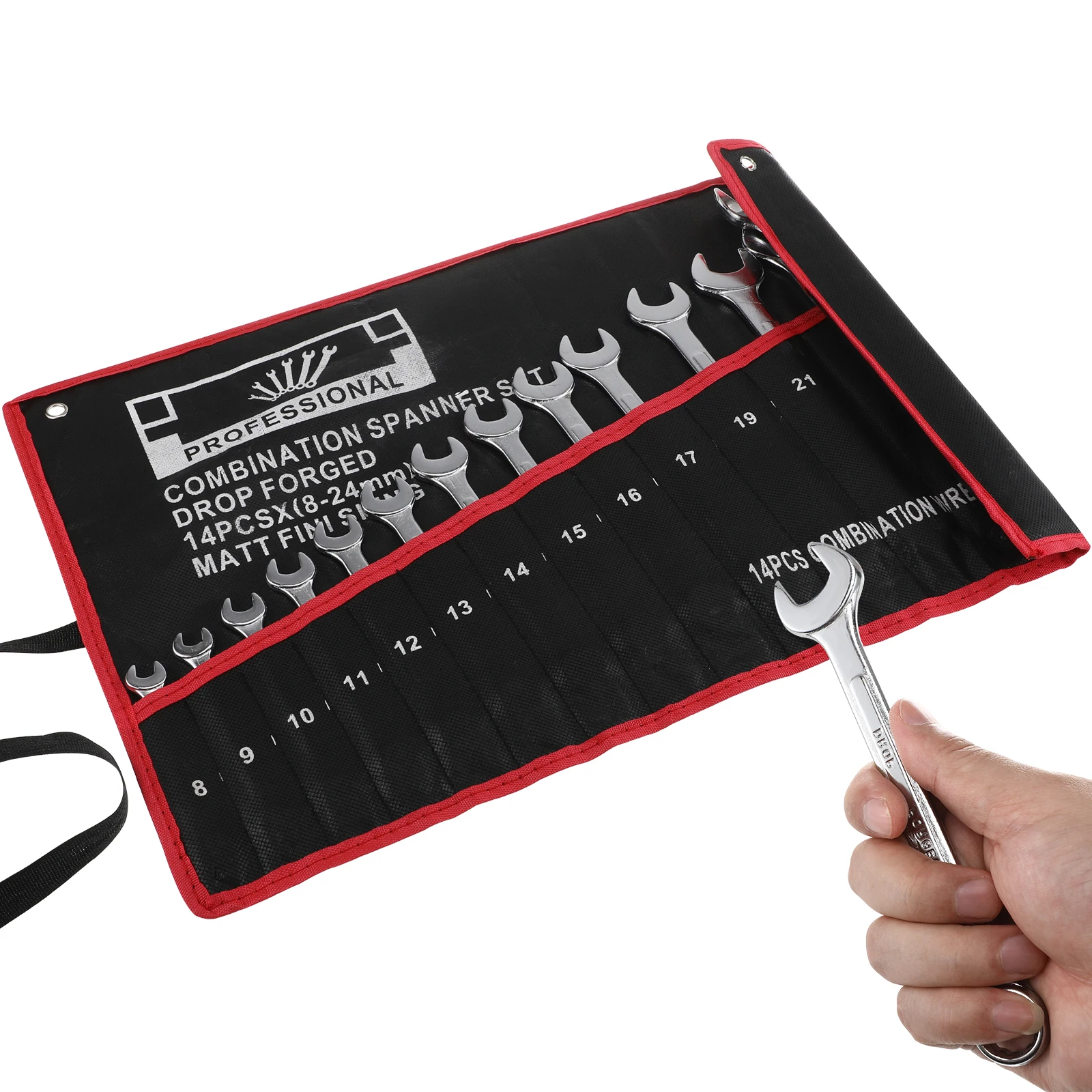 14 pcs Wrench Set 8mm-24mm DoubleEnded Various Sizes Auto Maintenance Universal Tools Home Garage Workshop Combination