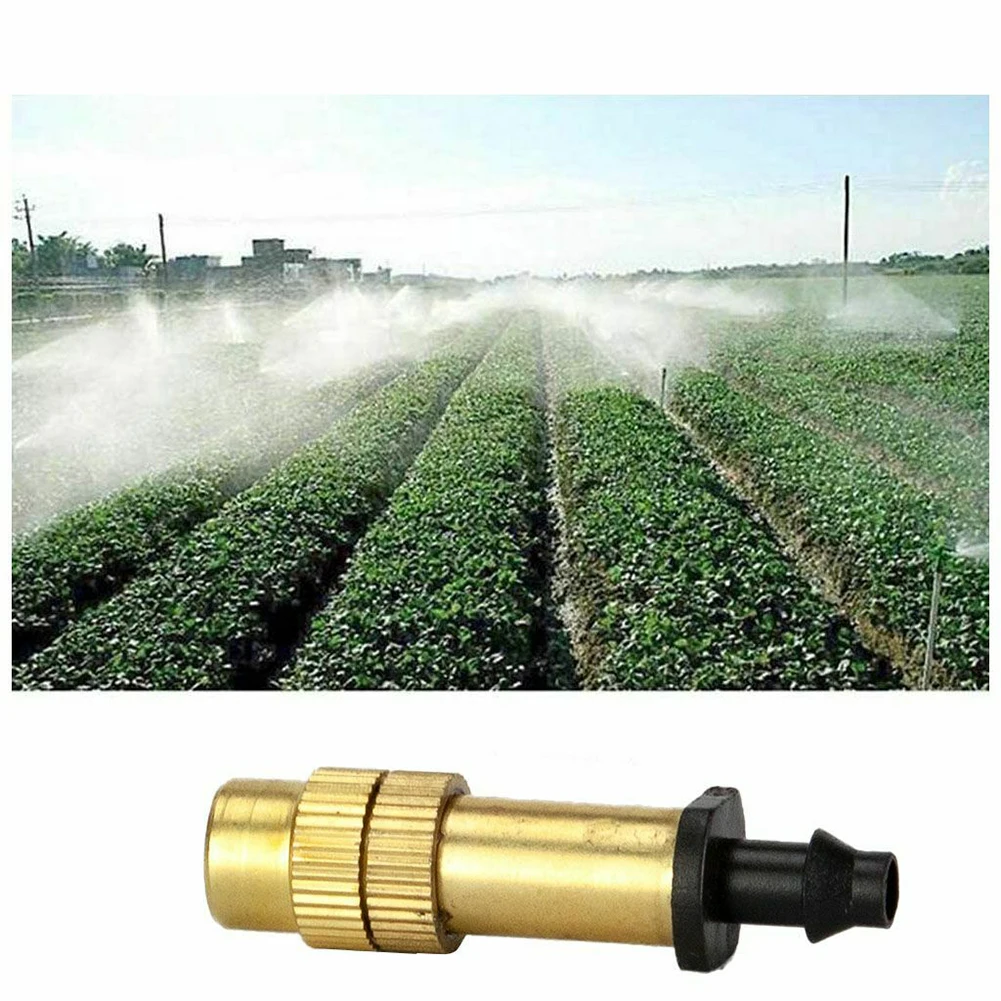 Brass Construction Misting Nozzle for Cooling Spray Applications in Garden Greenhouse Landscape and Water Park Environments