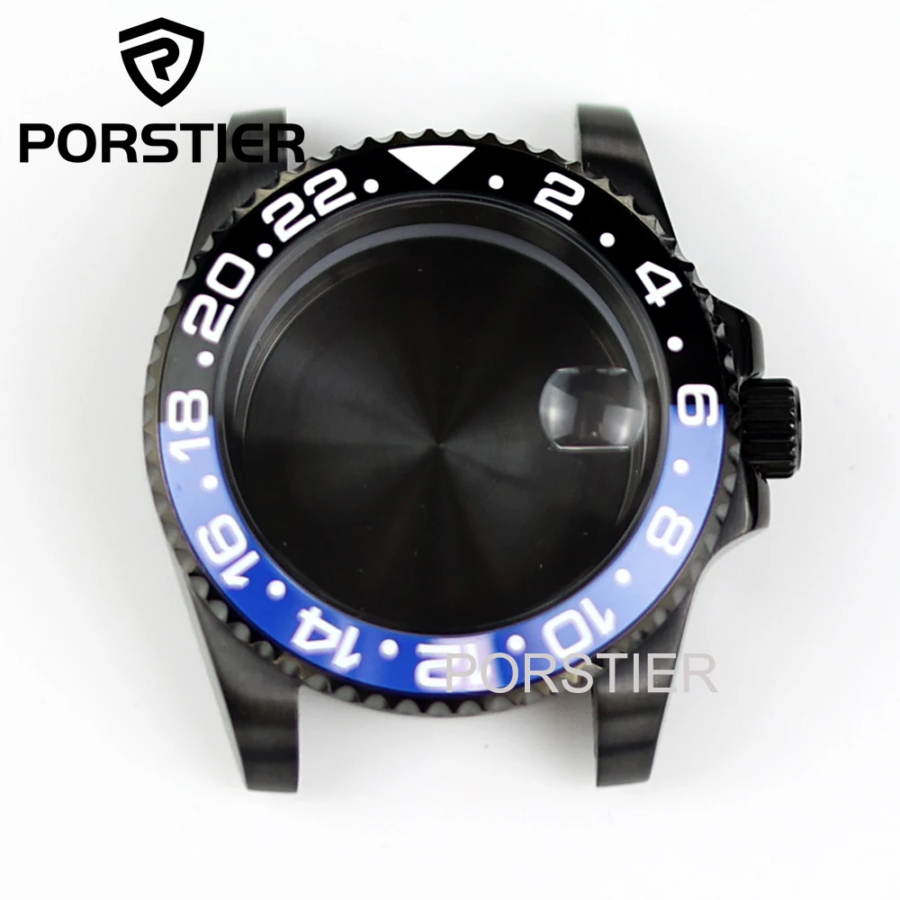 Black PVD Yacht Design Style Case Sapphire Crystal Water Resistant for NH35 Nh36 Nh34 Automatic Movement GMT SUB Watch Case