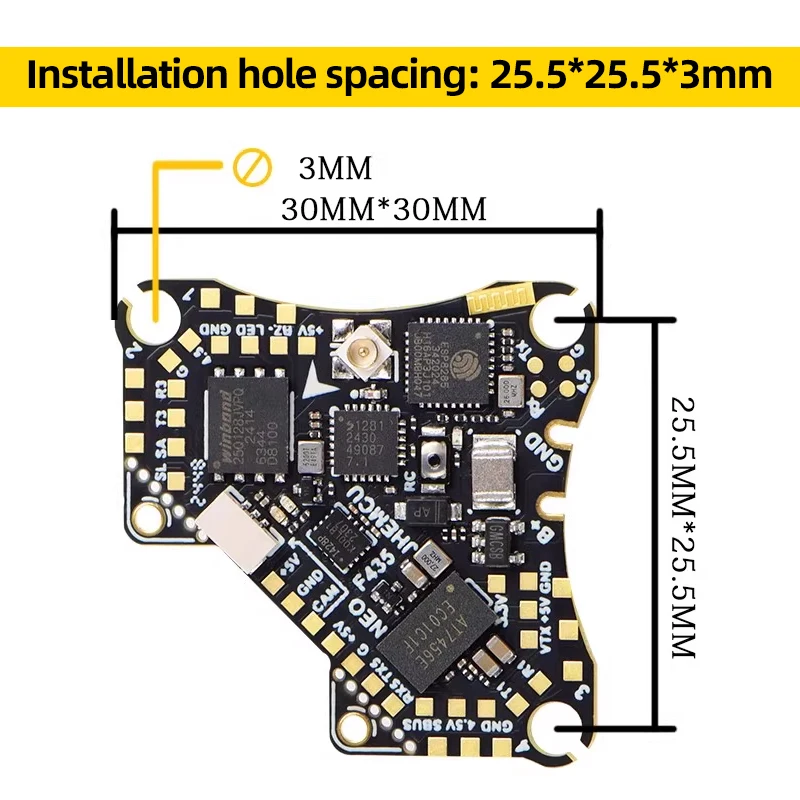 JHEMCU F435 NEO 1S AIO التحكم في الطيران F435 FC 4in1 ELRS F4 التحكم الرئيسي المتكامل 5A ESC لطائرة FPV أجهزة الاستقبال عن بعد بدون طيار #4