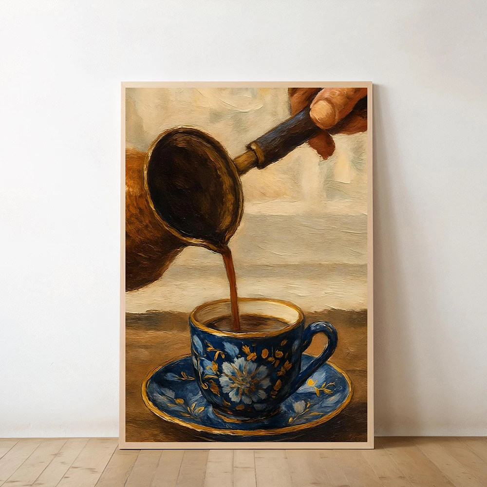 Türkischer Kaffee Arabischer Persischer Tee Gemälde Vintage Wandkunst Leinwand Poster Druck Küche Kultur Bild Küchen-Café Heim-Dekoration