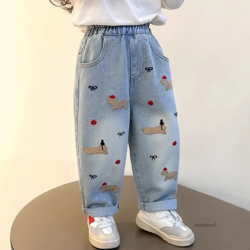 2025 Fashion Kids Jeans Butterfly Embroidery Pants Baby Girls Clothes for Boys Trousers Spring and Autumn Children Jeans