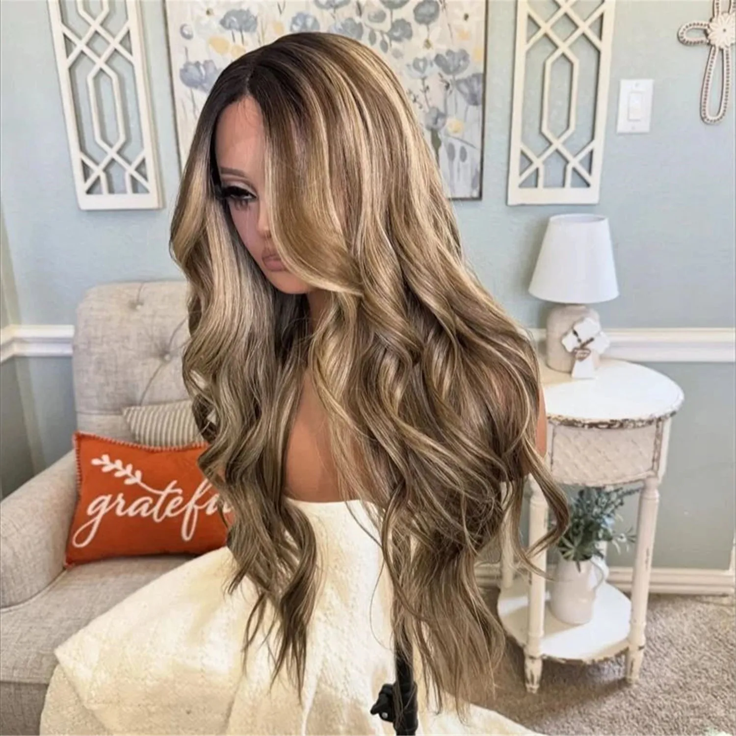 30-inch-honey-brown-and-blonde-mix-color-synthetic-wig-blend-human-hair-high-quality-natural-preplucked-hairline-with-baby-hair