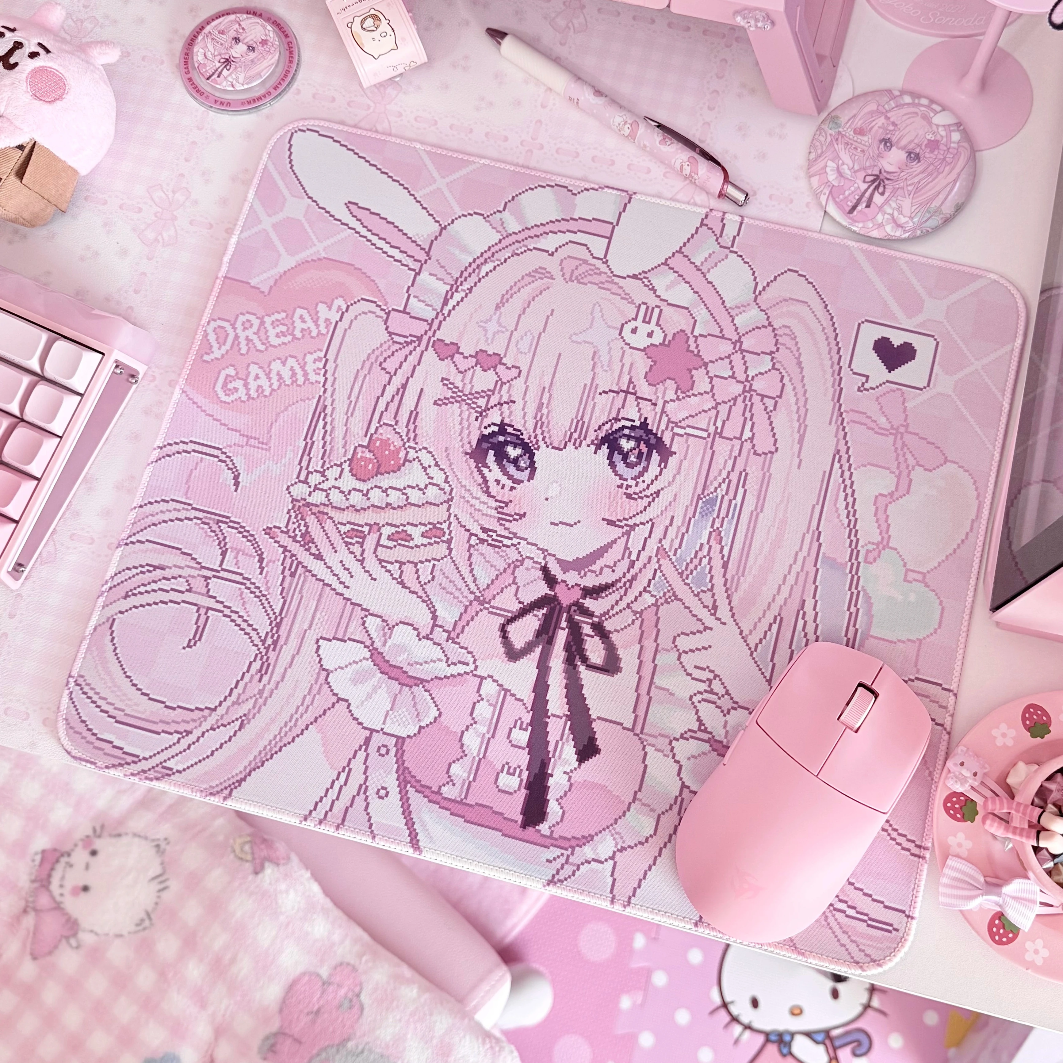 New Large Keyboard Mouse Pad HD Desk Mat Anime Girl Pixel Style Cloth Pads Smooth Surface FPS Neutral Gaming Rubber Mouse Pad