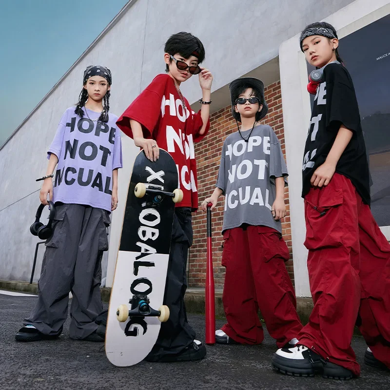 

Street dance performance costumes for children, cool and handsome boy hiphop drum set for girls, hip-hop dance performance costu
