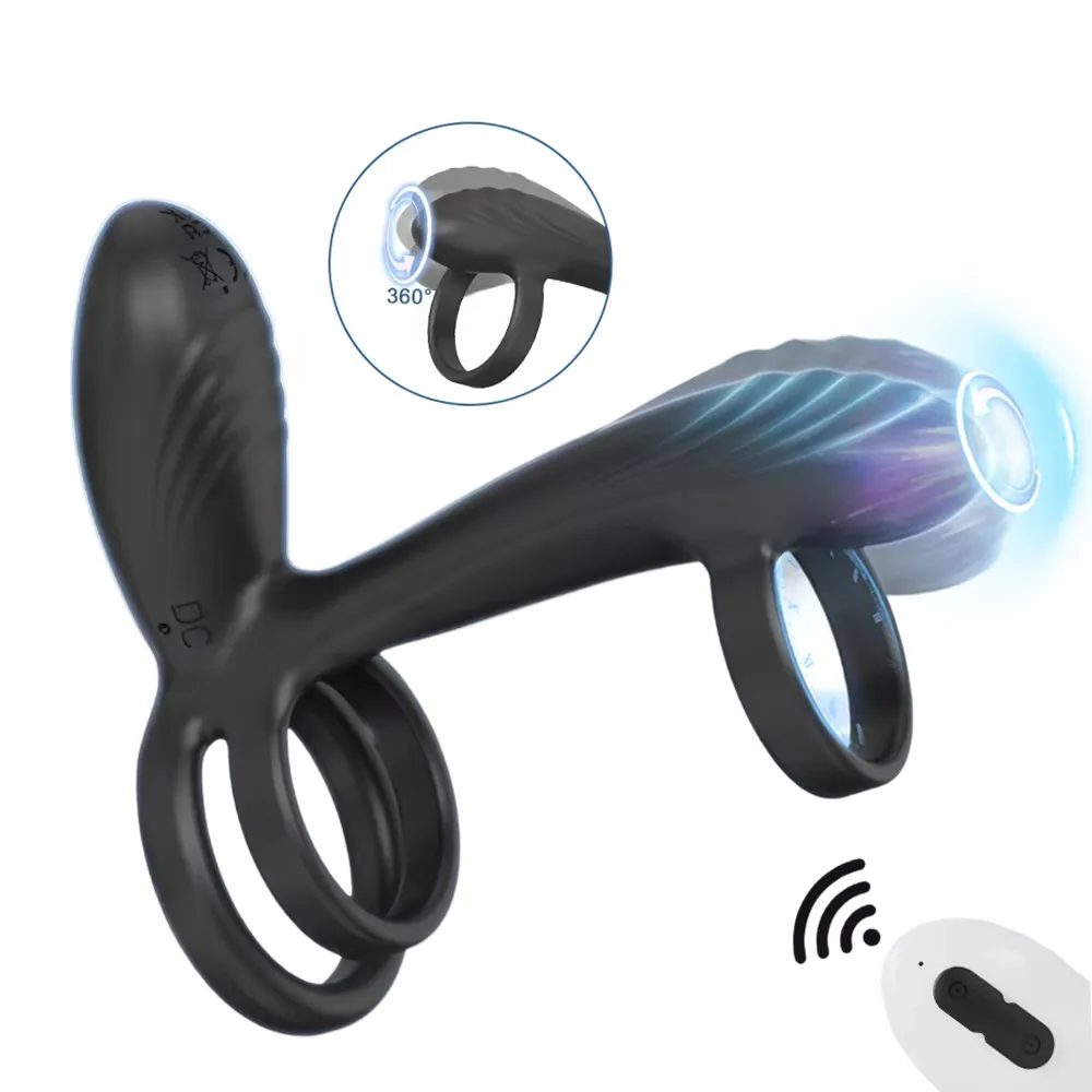 360° Twisting Vibrating Cock Ring G-Spot Stimulator Penis Ring Clitoral Penis Sleeve Extender Couples Vibrator for Men Women