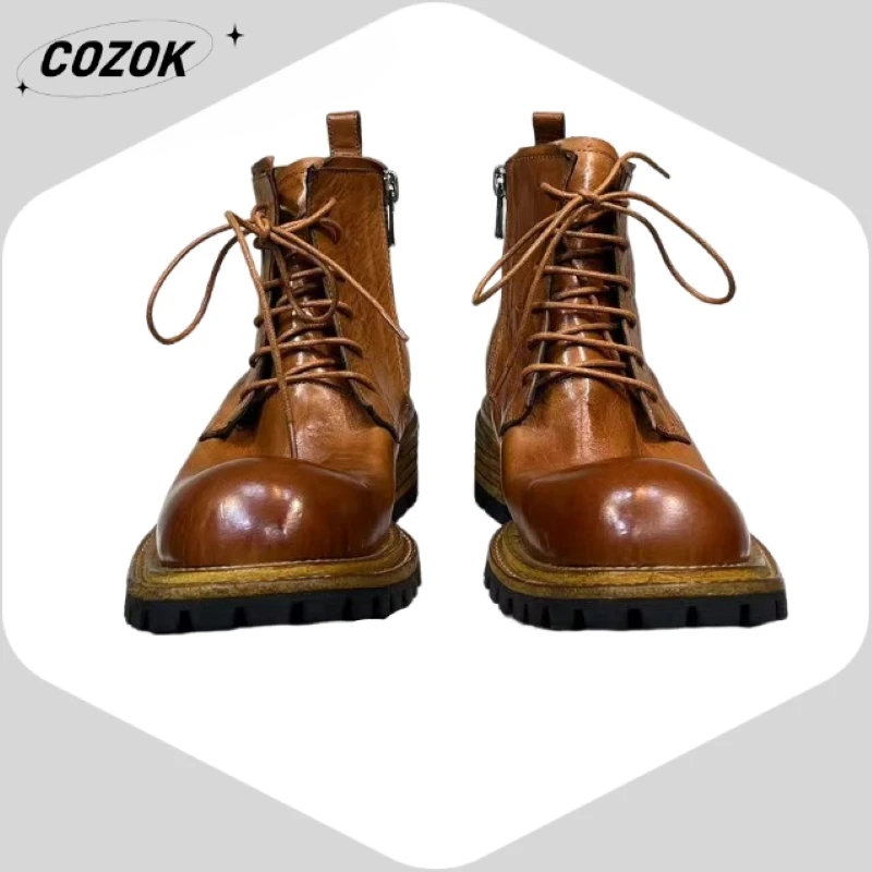 

Cowhide Advanced 25 Hot-Selling New Products Style Advanced Genuine Leather Wear-Resisting Boots Trendy All-Match Fashion AD1511