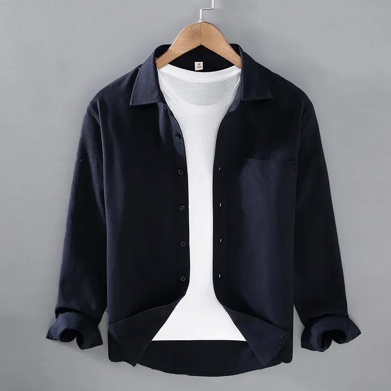 

Ox Cloth Long Sve irt Men's Casual Versatile Color Loose Soft Comfortable Men's irt Japanese High-End Sle