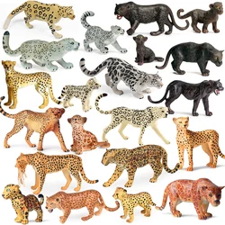 Oenux African Wild Animals Simulation Savage Cheetah Snow Leopard Jaguar Action Figure Figurines PVC Model Educational Kid Toys