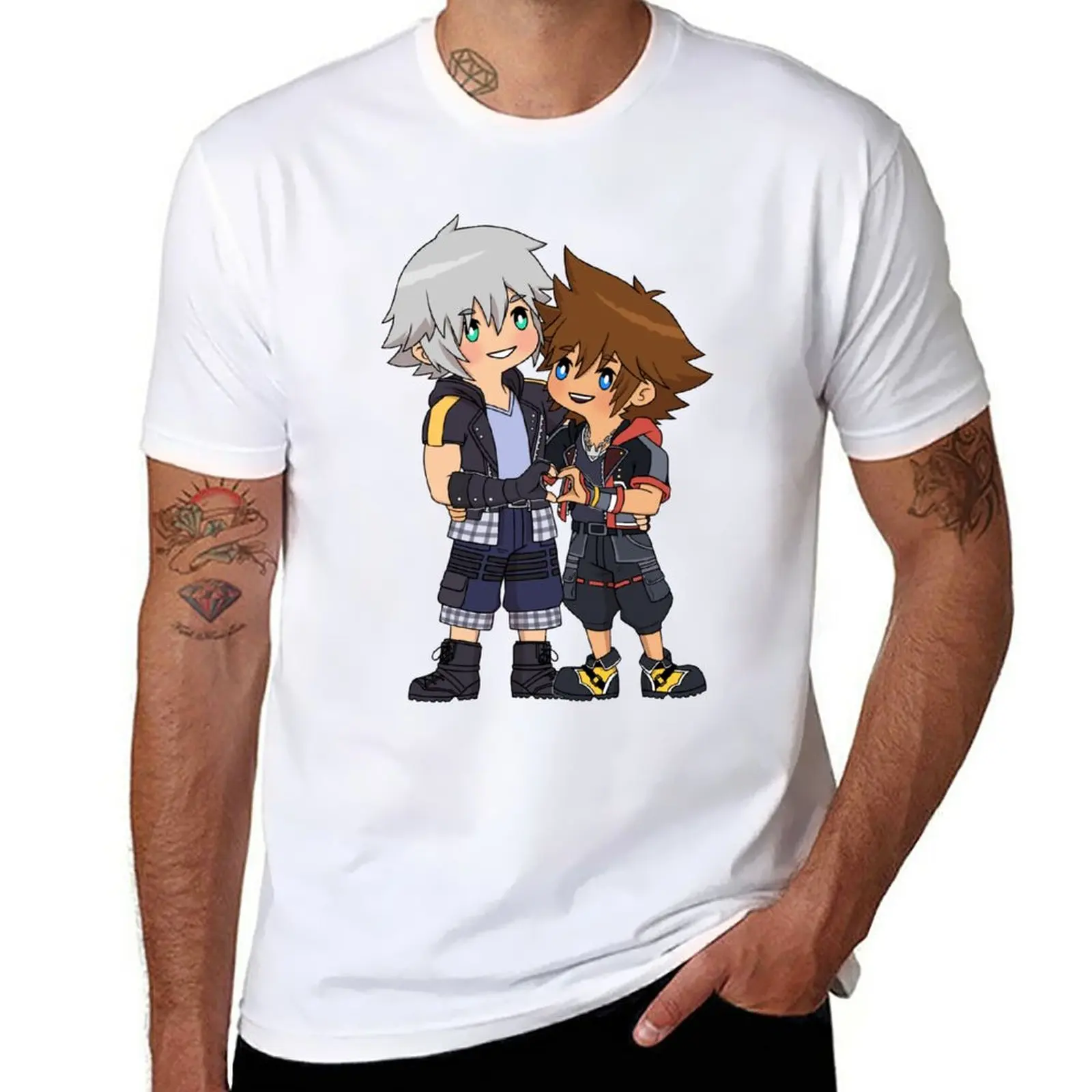 New Sora and Riku Heart Hand T-Shirt funny t shirts customized t shirts cat shirts t shirts for men graphic