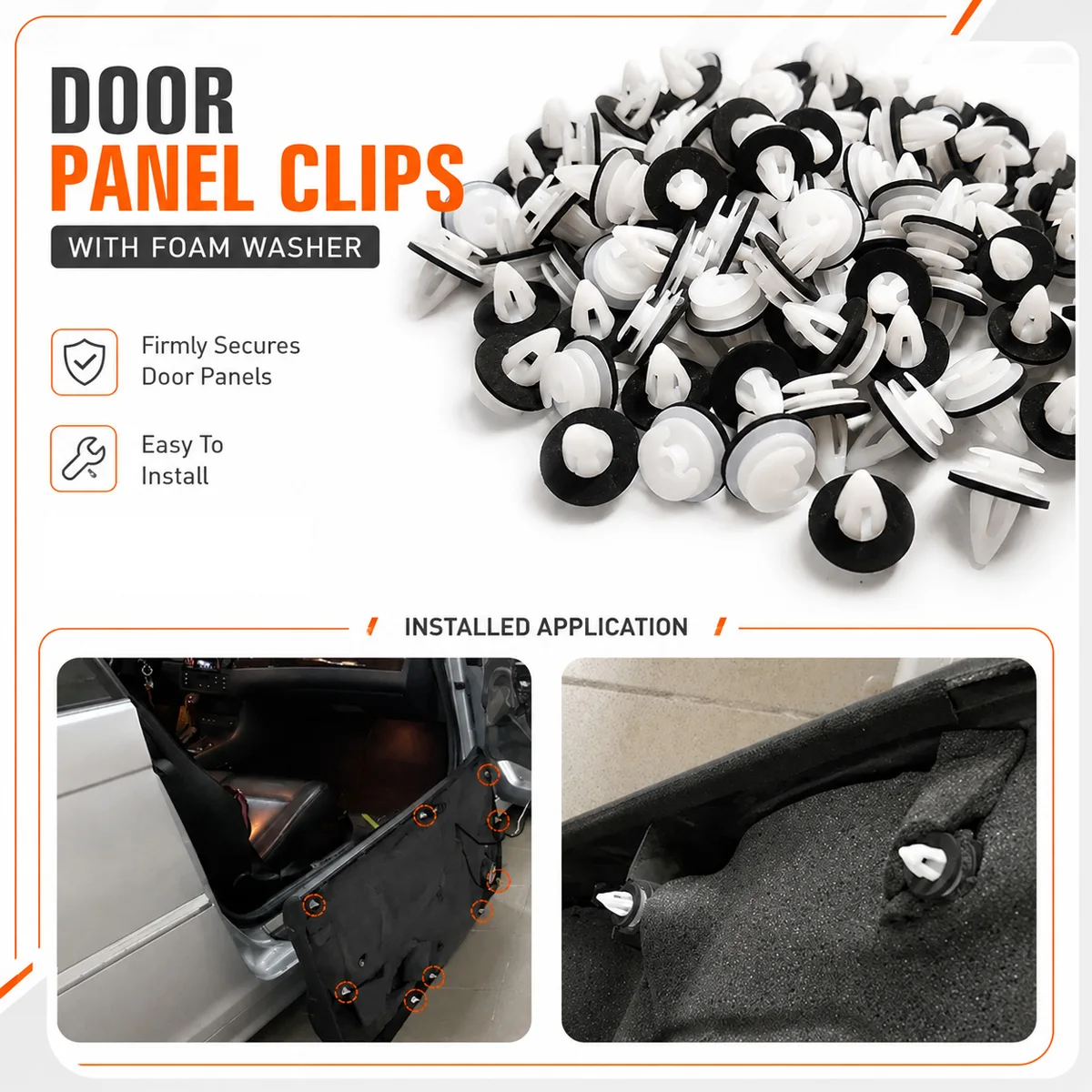 Yitong 20/50/100PCS Door Panel Clips Plastic Retainer Fastener With Foam Washer For Car Interior Panel Replacement Accessorie