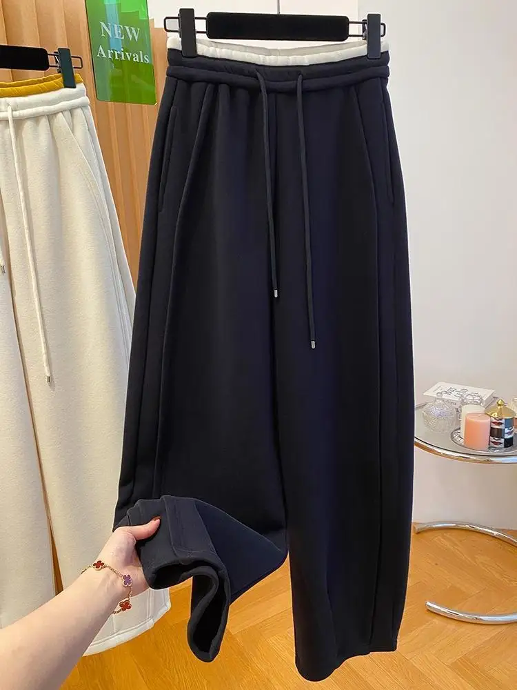 Autumn Winter New Sweatpants Women Streetwear Thick Wide Leg Pants Y2K Harajuku High Waist Joggers Baggy Trousers